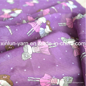 Die Farbe Lila Printed Chiffon Stoff für Kleid Schal